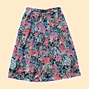 VTG ~ 1990s ~ Your Sixth Sense ~ Floral Maxi Skirt ~ Lined ~ Festive ~ Size L